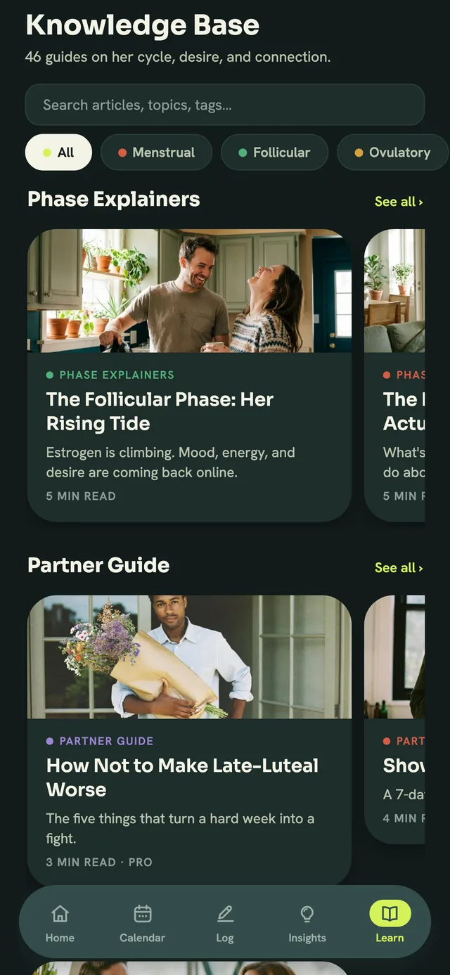 Knowledge Base: guides grouped by topic with photos